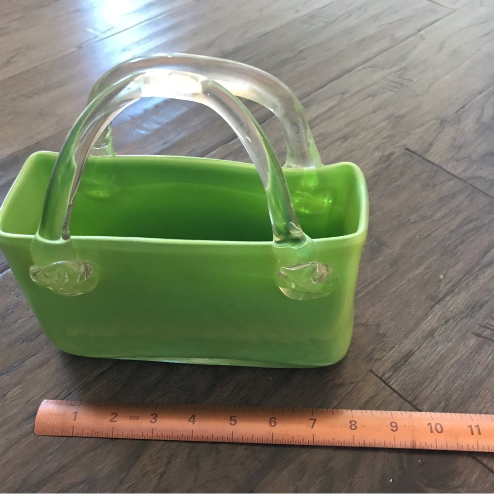 Green Glass Handbag Vase
